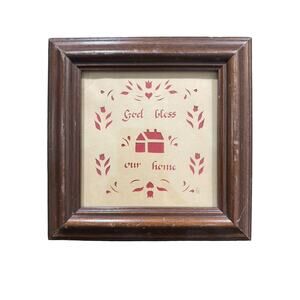 Vintage 1985 Designs with Scissors God Bless Our Home Framed Art